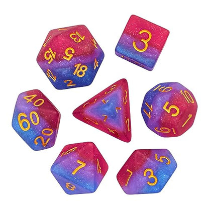 7PCS DND Dice Bisexual-Pride Polyhedral Dice Set D&D Homosexual Flag for RPG and Other Tabletop Games(Matte) | Leather Storage Bag, DM Gift, for Dungeons and Dragons Role Playing Games - color: Flag-bisexual-pride(matte)