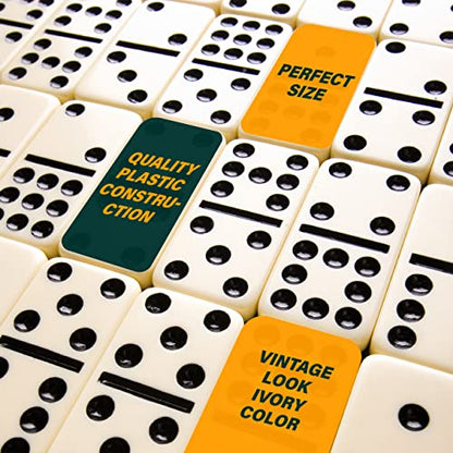 Dominos Game Double 9 - Dominos Set for Adults and Kids Ages 8 and up - Double Nine Dominoes Set, Classic Board Games - Domino Set for Family Game Nights - Double Nine Dominos Set 55 Tiles with Case - style: Double 9
