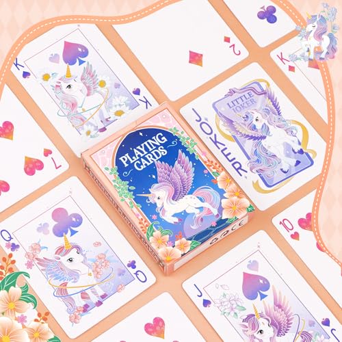 Playing Cards 2 Pack, 2 Deck of Cards, Unicorn Theme Playing Cards | Standard, Poker Cards Set for Card Games, Family Game Night, Blackjack, Unicorn Party Favors, Birthday, Stocking Stuffers - style: Unicorn