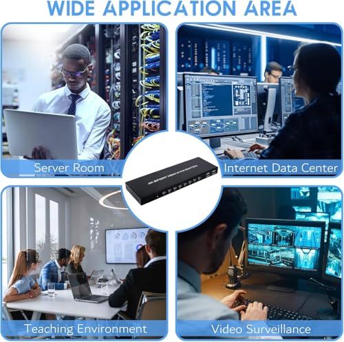 HDMI KVM Switch 8 Port, 4K@30Hz USB KVM Switcher for 8 Computers Share 1 Monitor and 4 USB Devices, 8X1 Switches with Adaptive EDID Wired Remote and 8 HDMI&USB KVM Cables