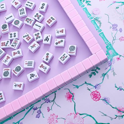 TIASUSAN American Mahjong Tile Set, 166 Pink Tiles, Bag and Mahjong Accessories, 4 All-in-One Rack/Pushers, Mahjong Set Complete - color: Pink