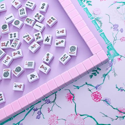 TIASUSAN American Mahjong Tile Set, 166 Pink Tiles, Bag and Mahjong Accessories, 4 All-in-One Rack/Pushers, Mahjong Set Complete - color: Pink