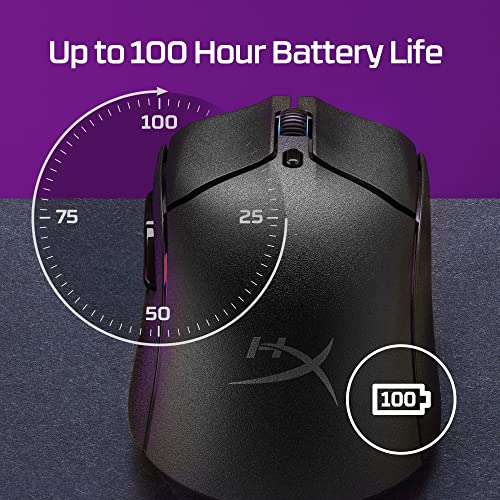 HyperX Pulsefire Haste 2 – Wireless Gaming Mouse- Ultra Lightweight, 61g, 100 Hour Battery Life, Dual Wireless Connectivity, Precision Sensor - Black - color: Black, size: Wireless, style: Pulsefire Haste 2