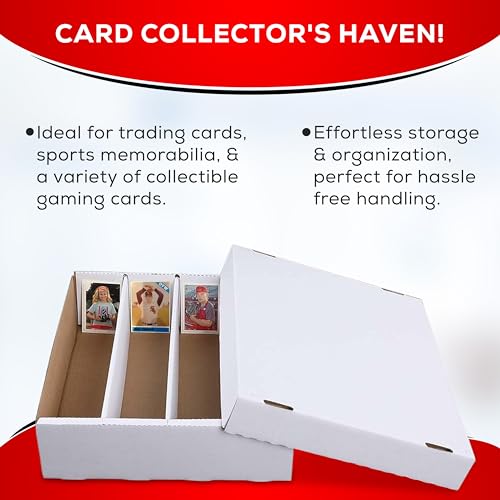 Collector's First Pick Premium 3200 Count Storage Box 4 Row Monster - 200 Pound Test Strength - Trading Card Cardboard Box For Football, Basketball, Baseball & Gaming Cards - 1 Box - MADE IN THE USA
