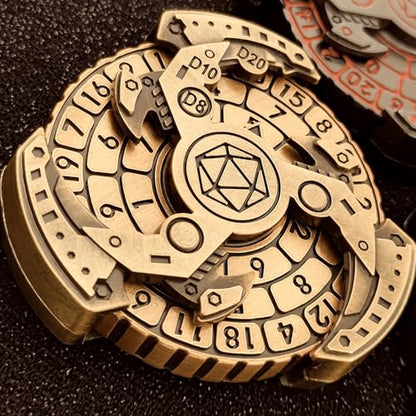 7-in-1 DND Dice Set, Rotate Metal Rotate Dungeons and Dragons DND Compass Dice, Cool RPG Role Playing Table Game Dice（Bronze） - color: Mechanical-bronze