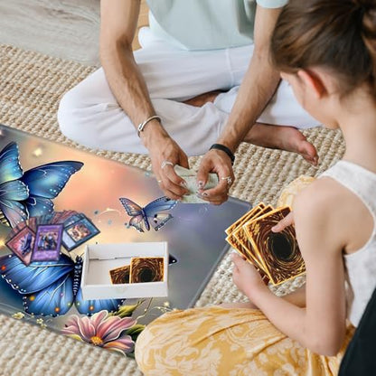 MTG Playmat,Game Play Mat for MTG TCG 24 x 14 inches Cards Game Playmats,Trading Card Game Stitched Play Mats Commander Deck Gaming Desk Mat Card Gameplay Mats,Blue Butterfly - color: Blue Butterfly, size: NO Zone