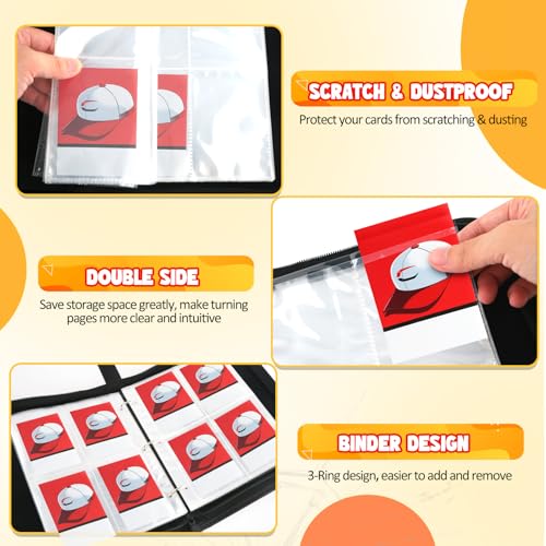 Premium Collectible Trading Card Albums，Card Binder Fits 400 Cards with 50 Removable Sleeves，Display Game Card Case book Holder, Boys Hats Themes - color: 05 red hat