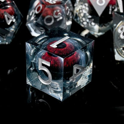 FugaCity Dice Set,Handmade Sharp Edge 7 Piece Resin Dice-Dungeon&Dragons Polyhedral Dice Set, D&D Dice Set with Gift Dice Case for RPG MTG Table Games - color: A-silver Red