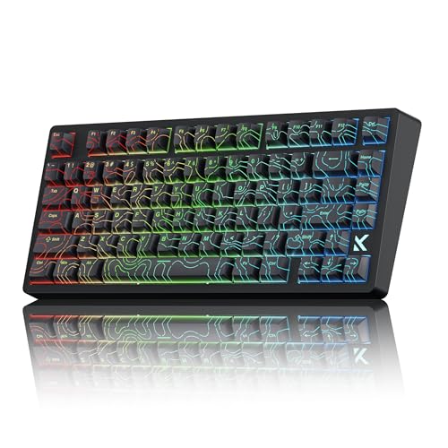 x MCHOSE Jet75 Magnetic Keyboard,75% Wired Gaming Keyboard Hall Effect Switch,Rapid Trigger Mode,8K Hz Polling Rate,0.1ms Lantency,Rhythmic RGB Backlight (Topograhic Black, Starburst Switch) - color: Topograhic Black, size: Starburst Switch