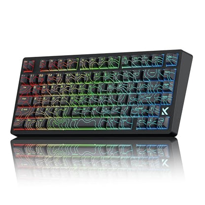 x MCHOSE Jet75 Magnetic Keyboard,75% Wired Gaming Keyboard Hall Effect Switch,Rapid Trigger Mode,8K Hz Polling Rate,0.1ms Lantency,Rhythmic RGB Backlight (Topograhic Black, Starburst Switch) - color: Topograhic Black, size: Starburst Switch