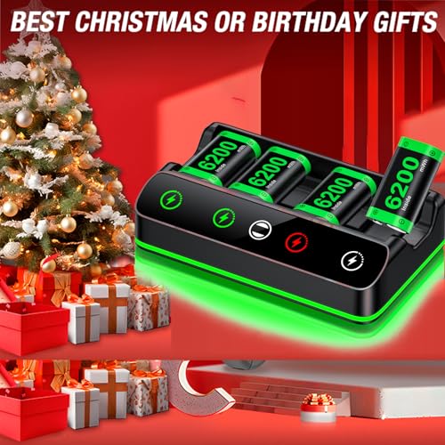 Rechargeable Xbox Controller Battery Pack Charging Station,4x6200mWh Xbox Battery Pack with Fast Charging Station - style: RGB 4 Batteries Bundle