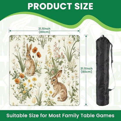Mahjong Mat for Table Bunnies Spring Meadow Vibrant Wildflowers 31.5"x31.5" Non-Slip Noise Reduction American Mahjong Table Cloth for Poker Card Dominoes Tile Games Easter Gifts - color: Color3