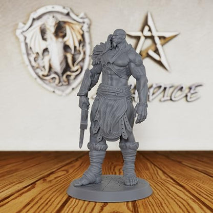AUSPDICE Dungeons and Dragons Miniature 32mm for TTRPG - Barbarian AS407 | Unpainted DND Minis, Tabletop RPG Game Figurine, RPG Gift for Role Playing Gamers & Barbarian Lore Enthusiasts Axe Warrior