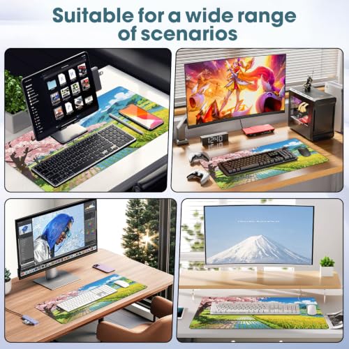 Large Desk Pad 31.5x15.7 Inch - Extended XXL Mouse Pad, Farmland | Stitched Edges Non Slip Rubber Base Waterproof for Office and Gaming - color: Farmland, size: 31.5" x 15.7"