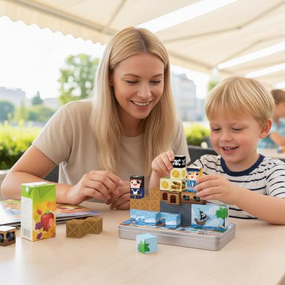 Bmag Magnetic Building Blocks Pirate-Themed Set 35 Pcs, Designed for STEM Education and Group Activity for Kids Aged 3+, Packaged with Storage Box as Gifts for Boys and Girls - size: 35Pcs