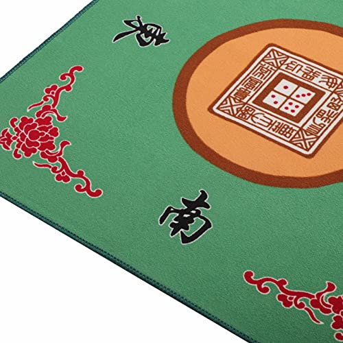 Mahjong Mat, Anti Slip and Noise Reduction Table Cover for Mahjong, Poker, Card, Board & Tile Games (Green, 31.5 inches) - color: Green