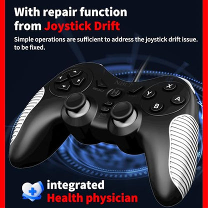 NBCP W5 Wired Controller for Switch 2,Switch,PC,PS3 Gamepad | Dual Vibration,Hall Effect Joystick,Turbo,Wake-up,C Button,Screenshot,10-Foot USB Cable,Plug and Play,Black