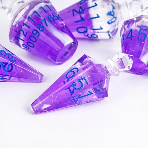 7PCS Potion DND Dice Set,Transparent Sharp Edge Dice Set D&D RPG Polyhedral Dice,for Dungeons and Dragons TTRPG Games Roleplaying Games.(Purple with White Smoke) - color: Purple With Smoke