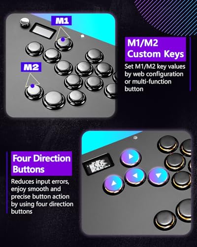 GuileKeys Leverless Controller Arcade Stick GK-16, All-Button Arcade Controller with Multi-function Button for PS4/PS3/PC/Switch, Arcade Fight Stick with RGB/Turbo/Hot-Swap/Low Profile Switch Black - color: GK-16 Black