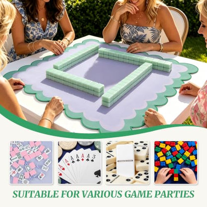 Mahjong Mat for Table 31.25"x31.25" - Anti-Slip American Mahjong Mat with Carrying Bag, Dice & Wind Indicator, Noise-Reducing Table Cover for Mahjong Poker Board Games, Light Blue - color: Light Blue