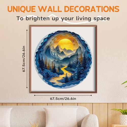 1000 Piece Puzzles for Adults, 26.6 * 26.6 in Sunrise in the Woods Puzzle | 1000 Pieces Flat Puzzles with 3D Visual Effect When Completed, Adult Puzzle Games - color: Sunrise in the Woods