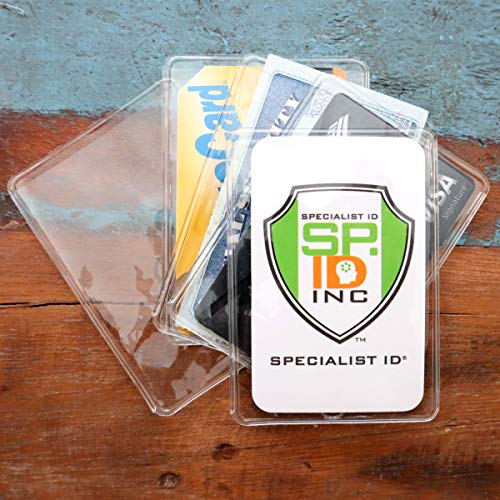 5 Pack - Premium Medicare Card Protector Sleeves - Durable 2 ⅜ X 3 ⅜ Business Card Holders - Clear Vinyl Plastic Covers for Insurance & Social Security Metro & License or Credit Cards by Specialist ID