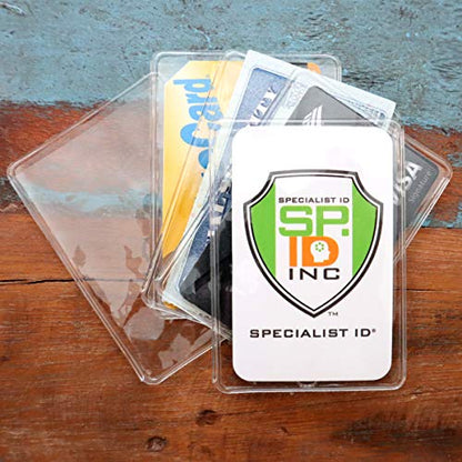 5 Pack - Premium Medicare Card Protector Sleeves - Durable 2 ⅜ X 3 ⅜ Business Card Holders - Clear Vinyl Plastic Covers for Insurance & Social Security Metro & License or Credit Cards by Specialist ID