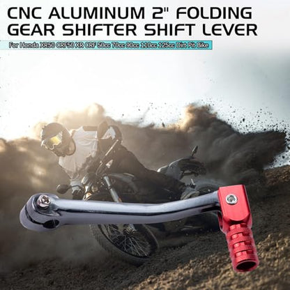 CNC Aluminum 2" Folding Gear Shifter Shift Lever for Honda XR50 CRF50 XR CRF 50cc 70cc 90cc 110cc 125cc Dirt Pit Bike (Red Gray) - color: Red Gray