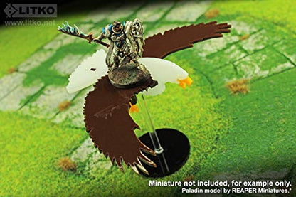 LITKO Bald Eagle Character Mount | Compatible with D&D & Pathfinder | Brown & white acrylic bald eagle mount | 50mm round base, clear peg | 30mm platform for hero | Requires glue assembly - style: Eagle