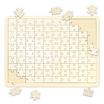 100 Piece Blank Puzzle with Tray to Draw on, 14.2x10.6 Inches | Each Piece is Unique, Make Your Own Wooden Blank Puzzles, Custom Puzzle for Crafts & DIY