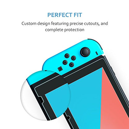 TJS 2 Pack Screen Protector for Nintendo Switch Model 2017 6.2" (Clear) | Tempered Glass Screen Protector Works While Docking 0.3mm Thickness/Bubble Free/Ultra Clear/9H Hardness/ Anti-Fingerprint - size: Nintendo Switch 6.2''