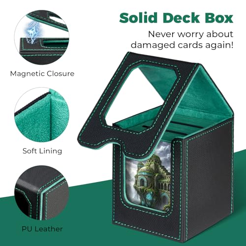 Fabmaker Card Deck Box Compatible with MTG, Display Card Storage Box Holds 100 Double-Sleeved Cards, Trading Card Deck Case Compatible with Magic the Gathering with PU Leather & Magnetic Closure - color: Purple