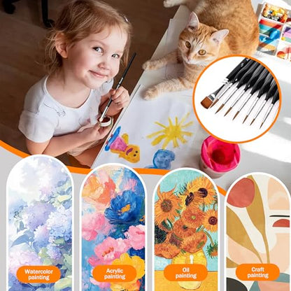 15 Pcs Miniature Brush Dry Brushes, Detail Paint Brushes for Acrylic Oil Watercolor Supplies, Miniature Models & Craft Painting with Triangular Handles - color: Black