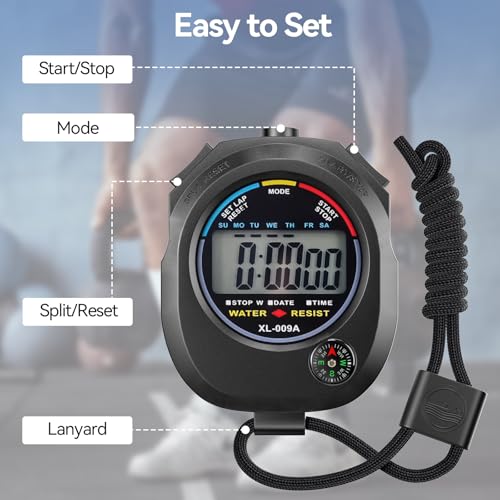 KingL Digital Stopwatch Timer - Interval Timer with Large Display (Stopwatch*10) - style: style1 /10pack