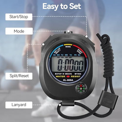 KingL Digital Stopwatch Timer - Interval Timer with Large Display (Stopwatch*10) - style: style1 /10pack
