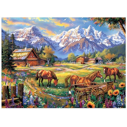 500 Piece Jigsaw Puzzle for Adults - Flowers, Mountain, Horse Themes - Funny Challenging Gift for Family Friends, 21 x 15 in - style: Horse Puzzles