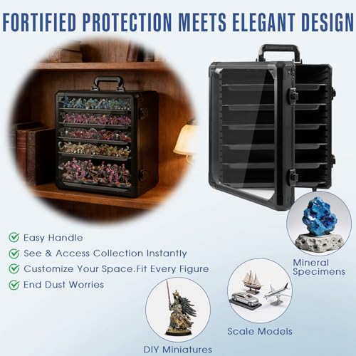 Miniature Storage Case, Carry & Display for Warhammer Minis, X-Large | Aluminum Alloy Frame for Secure Transport, Clear Window with Lock, for Warhammer 40k Miniatures, Figures and Collectibles - size: X-Large