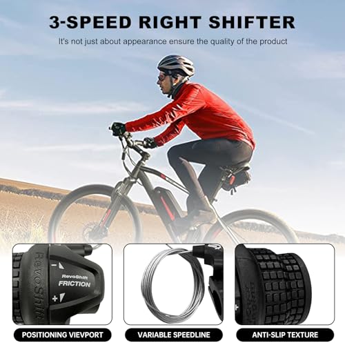 Bike Gear Shifters 3 Speed, Bicycle Revoshift Left SL-RS25-3L Shift Lever Bicycle Twist Grip Thumb Gear Shifter for MTB Folding Mountain Bike - size: RS25-3L