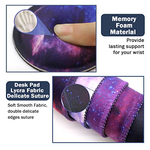 Large Mouse Pad and Keyboard Wrist Rest, Desk Pad for Keyboard and Mouse, 4-in-1 Large Gaming Mouse Pad with Wrist Support, Desk Mat for Home Office Study Game-Galaxy Fluid - color: Galaxy