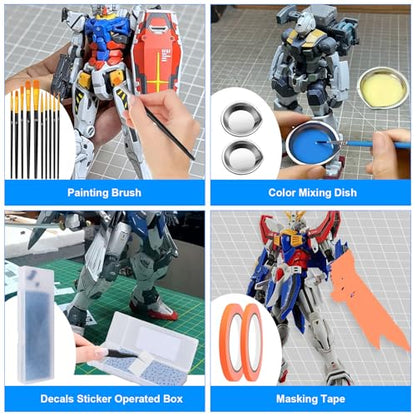 Gundam Tool Kit, 192 Pcs Professional Model Tool Kit for Gundam, Modeling Tools for Models with Decals Sticker Operated Box, Model Building Tools Hobby Tools Craft Set for Repairing Fixing Painting - color: 192 Pcs
