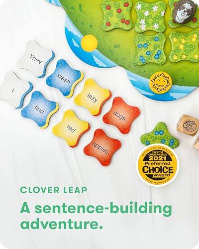 SimplyFun Clover Leap - Educational Vocabulary Game - Sentence Building for Kids, Develop Sentence Structure & Vocabulary Skills, Fun Learning Game for Families - 2-4 Players, Ages 5 & Up - style: Clover Leap