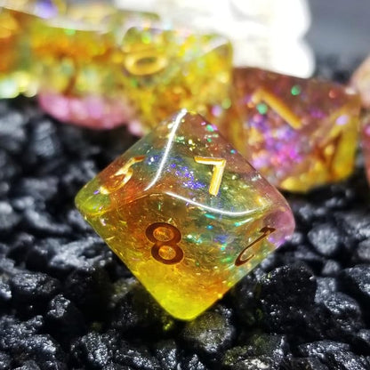Sage’s Portal Cantrips DND Dice Set - Round Edge Resin 7-PC Polyhedral DND Dice Set for Dungeons and Dragons D&D RPG Tabletop TTRPG (Prismatic Spray) - color: Prismatic Spray