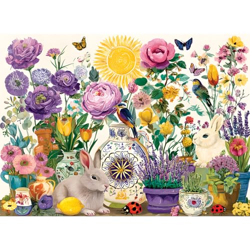 300 Pieces Jigsaw Puzzles for Adults, Garden and Rabbit Jigsaw Puzzle - style: Garden and Rabbit