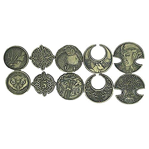 Norse Foundry Adventure Coins - A Set of 10 Metal Plated Novelty Coins in Elven Style - Perfect for Any Roleplaying Game (RPG) or LARP Session - style: Elven