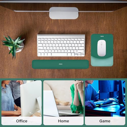 MOSISO Wrist Rest Support Mouse Pad & Keyboard Set, Peacock Green | Rectangular Ergonomic Mousepad, Non-Slip Base, Home/Office Pain Relief & Easy Typing, Neoprene Cloth & Raised Silicone Lining - color: Peacock Green