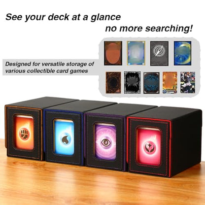 MTG Deck Box for Commander Display with Dice Tray (White＆Grey) | Holds 200 Single/160 Double-Sleeved Cards, Fit MTG/PTCG/OPTCG Cards, Strong Magnet, With 2 Dividers & 1 Magnetic Card Holder - color: White＆Grey
