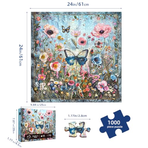 Butterfly in Bloom 1000 Piece Puzzles for Adults,Challenging Jigsaw Puzzles for Adults 1000 Pieces,Hard Difficult Impossible Puzzle for Family Game Night,Puzzle with Letters on Back Games - color: Butterfly in Bloom