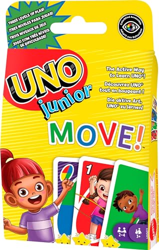 Mattel Games UNO Junior Move Kids Card Game with Action Rules for Family Night, Game Night, Travel, Camping and Party, UNO Cards - style: Move!