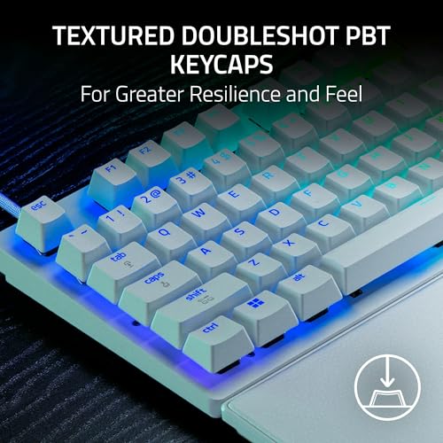 Razer Huntsman V3 Pro TKL 8KHz Esports Gaming Keyboard: Analog Optical Switches Gen 2-8000 Hz Polling Snap Tap - Rapid Trigger - Adjustable Actuation - Media Controls - PBT Keycaps - White - color: White, size: TKL, style: 8000 Hz Polling