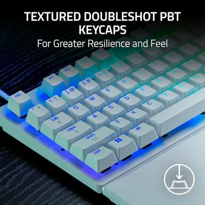 Razer Huntsman V3 Pro TKL 8KHz Esports Gaming Keyboard: Analog Optical Switches Gen 2-8000 Hz Polling Snap Tap - Rapid Trigger - Adjustable Actuation - Media Controls - PBT Keycaps - White - color: White, size: TKL, style: 8000 Hz Polling